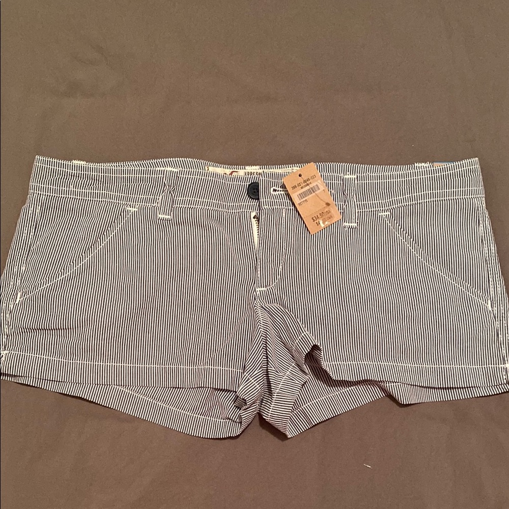 Hollister Striped Black and White Shorts
